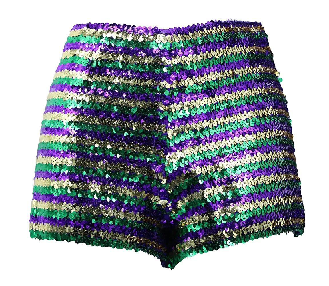 Arsimus Sequins Shorts (Stretchy) (Mardi Gras) | Amazon.com
